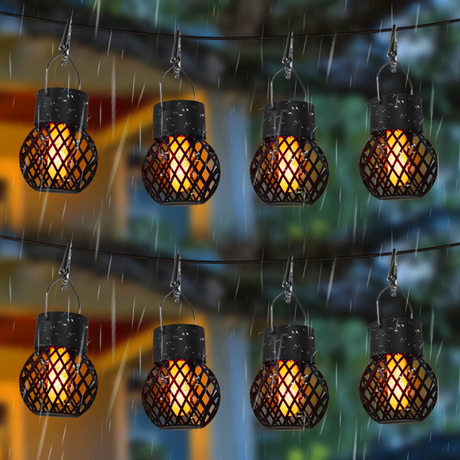 Magical Solar Hanging Lanterns with Flame Effect – Waterproof Outdoor Lighting for Gardens and Patios, 4 Pack-4