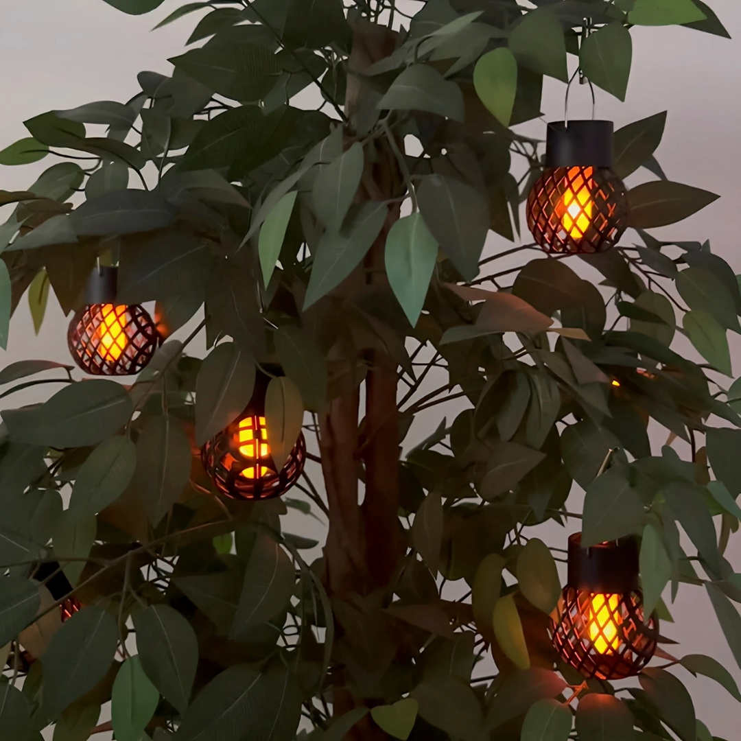 Magical Solar Hanging Lanterns with Flame Effect – Waterproof Outdoor Lighting for Gardens and Patios, 4 Pack-6