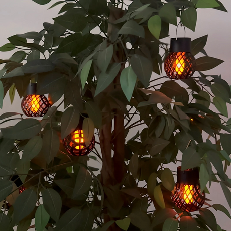 Magical Solar Hanging Lanterns with Flame Effect – Waterproof Outdoor Lighting for Gardens and Patios, 4 Pack-6
