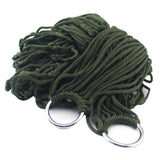Lightweight Nylon Camping Hammock – Portable Army Green Hammock with Sturdy Steel Rings for Indoor and Outdoor Use, 250x150 cm-3