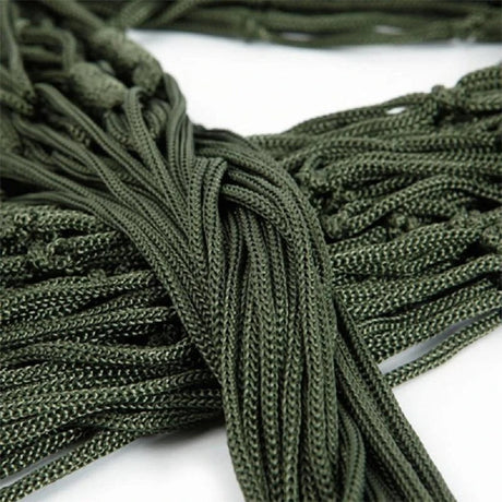 Lightweight Nylon Camping Hammock – Portable Army Green Hammock with Sturdy Steel Rings for Indoor and Outdoor Use, 250x150 cm-4