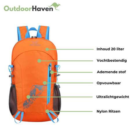 Ultralight 20L Travel Backpack – Waterproof Foldable Outdoor Backpack with Zippered Storage and Compact Design-3