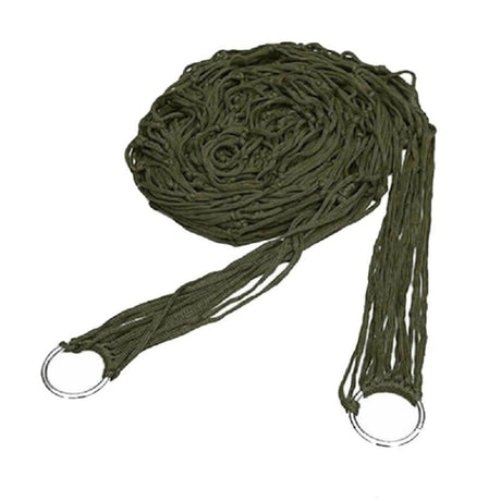 Lightweight Nylon Camping Hammock – Portable Army Green Hammock with Sturdy Steel Rings for Indoor and Outdoor Use, 250x150 cm-5