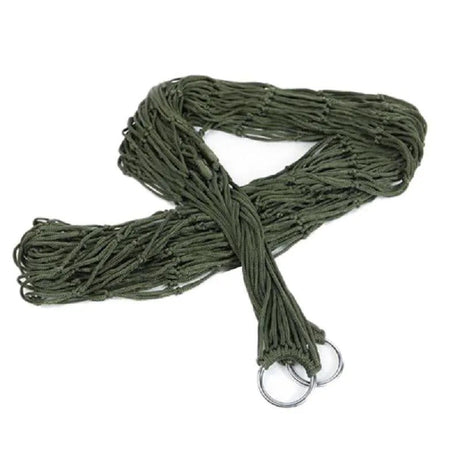 Lightweight Nylon Camping Hammock – Portable Army Green Hammock with Sturdy Steel Rings for Indoor and Outdoor Use, 250x150 cm-6