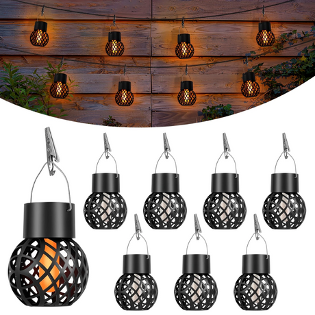 Magical Solar Hanging Lanterns with Flame Effect – Waterproof Outdoor Lighting for Gardens and Patios, 4 Pack-3
