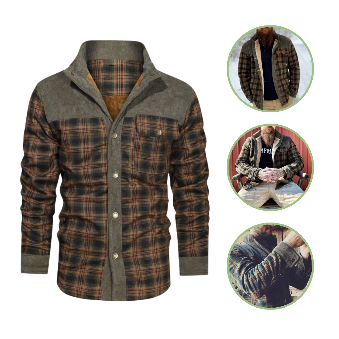 Outdoorhaven Men's Winter Jacket | Lightweight Insulation, Checkered Pattern, Eco-Friendly Materials-3