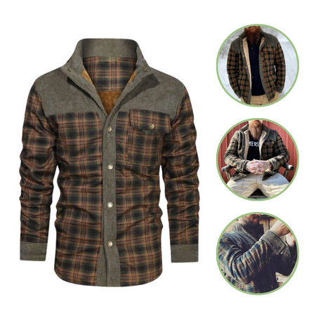 Outdoorhaven Men's Winter Jacket | Lightweight Insulation, Checkered Pattern, Eco-Friendly Materials-3